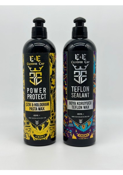 E&e Custom Car Çizik ve Hologram Pasta Wax 400 ml ve Boya Koruyucu Teflon Wax 400 ml