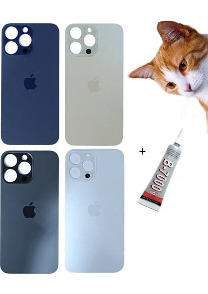 iPhone 14 Pro Max Arka Batarya Pil Kapağı Uzay Siyahı (B7000 15 ml Yapıştırıcı)