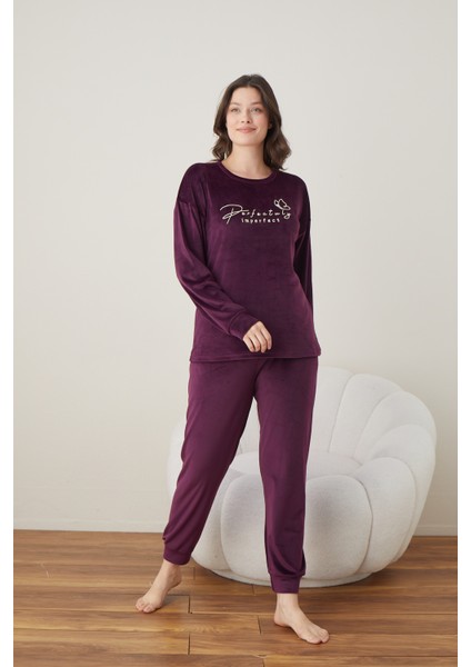 Baskılı Kadife Pijama Takımı