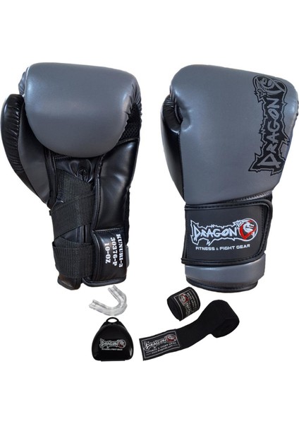 Kunuri Kickboks Muaythai Müsabaka Antreman Dragon Boks Eldiveni Bandaj ve Dişlik 3'lü Set