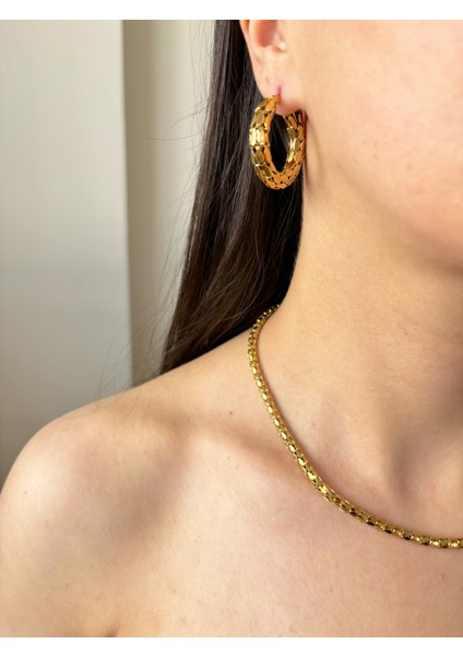 Çelik Kolye Küpe Set