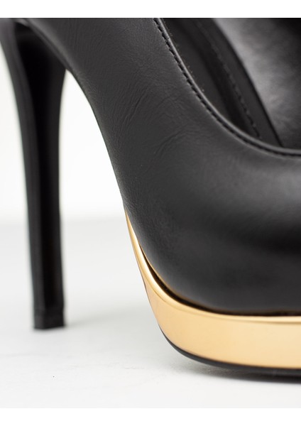 BSR1007-1 Kadın Rahat Gold Platform Topuklu Stiletto Ayakkabı