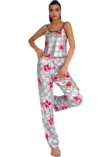 Victoria Secret 8021 Kadın Saten Askılı Pijama Takım