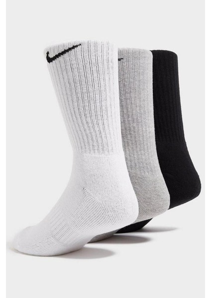 Dri Fit Everyday Cotton Cushioned Crew 3 Pr Siyah Çorap 3 Çift Beyaz-Gri-Siyah