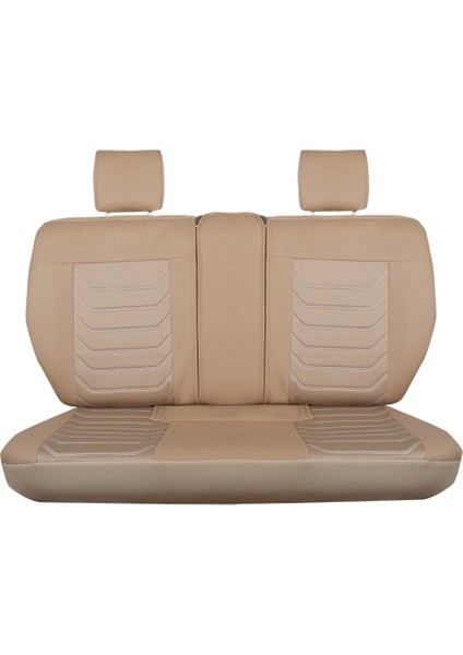 fiat Linea Uyumlu Oto Koltuk Kılıfı Yarı Deri Ön/arka Set Eyfel Series Bej Renk