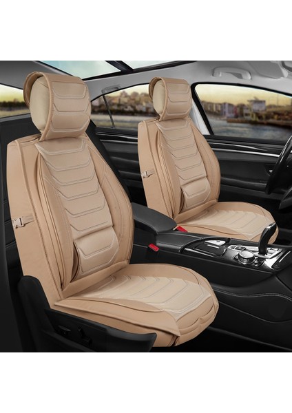 fiat Stilo Uyumlu Oto Koltuk Kılıfı Yarı Deri Ön/arka Set Eyfel Series Bej Renk