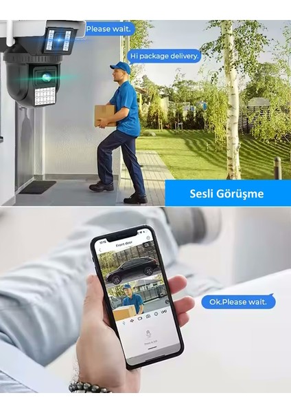 Max Wifi 6mp Dual Lens Hareketli Gece Görüş Insan Takibi Sesli Türkçe App Akıllı Kamera + Adaptör