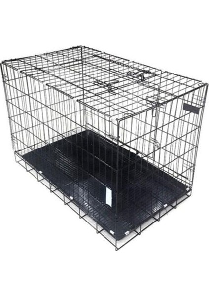 76X46X56CM Köpek ve Kedi Seyahat Taşıma Kafesi Alt Izgaralı Siyah