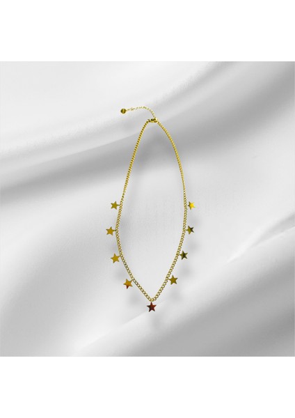 Wisteria Jewelry 9 Yıldızlı Gold Renk Çelik Kolye 316L