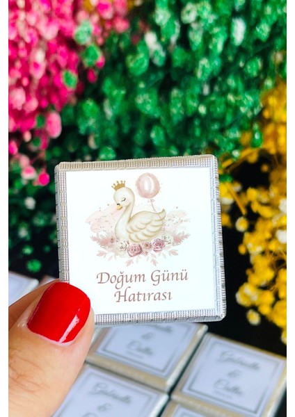 Küçük Prens Kare Çikolata Etiketi Nişan Nikah Söz Doğum Günü Madlen Etiket / 70 Adet-3,5 cm