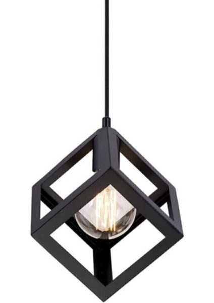 Rustik Retro Model Geometrik Sarkıt Metal Küp Avize