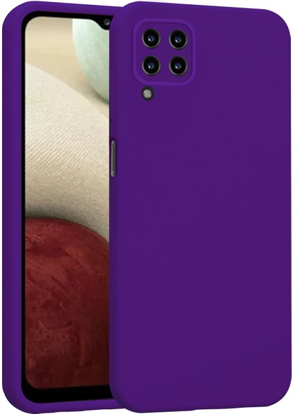 Samsung Galaxy A12 Kılıf Lansman Premium Silinebilir Mor Silikon