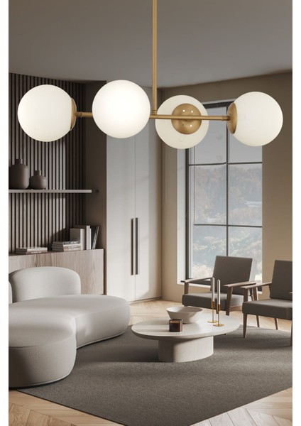 Lema 4 Lü Eskitme Modern Yemek Masası Üstü Yatak Odası Salon Avize