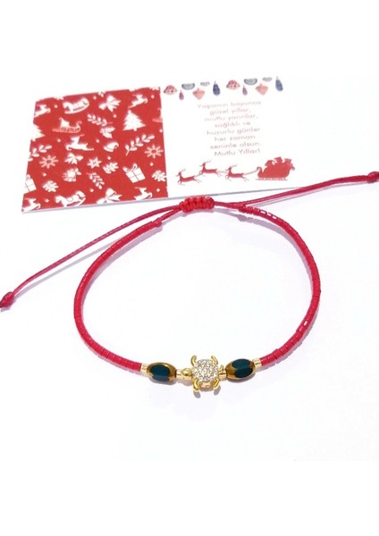 Zirkon Taşlı Kaplumbağa Çek Cam ve Miyuki Boncuklu Yılbaşı Bileklik modelleri