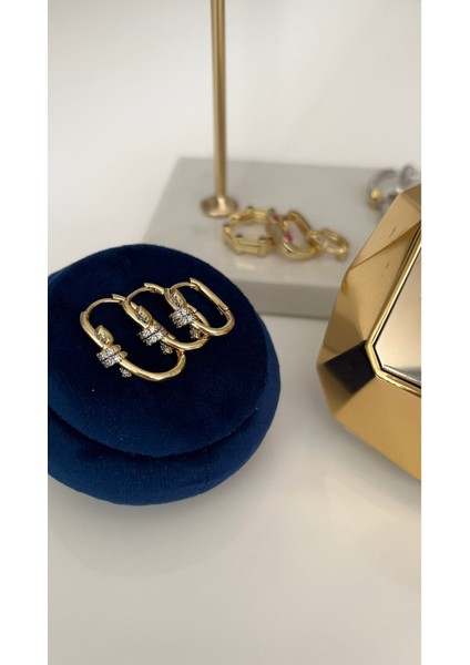 Vip Seri Gold Tffany Marka Model 3 Lü Set Küpe