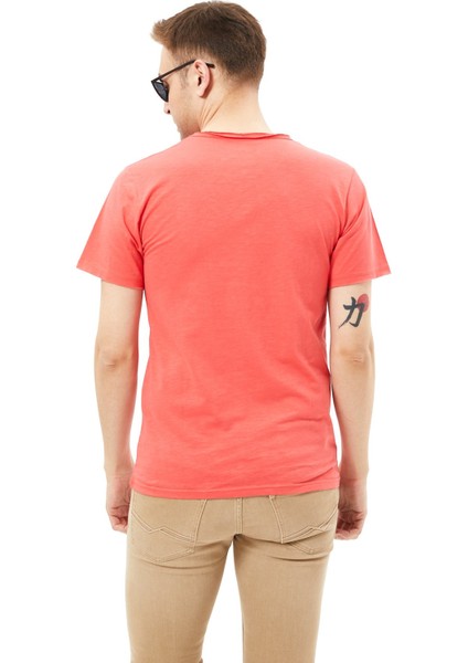 Flamlı Önü Düğmeli Tişört :%100 Cotton