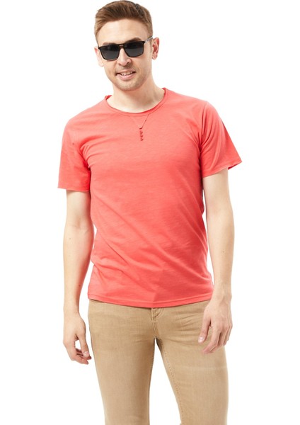 Flamlı Önü Düğmeli Tişört :%100 Cotton