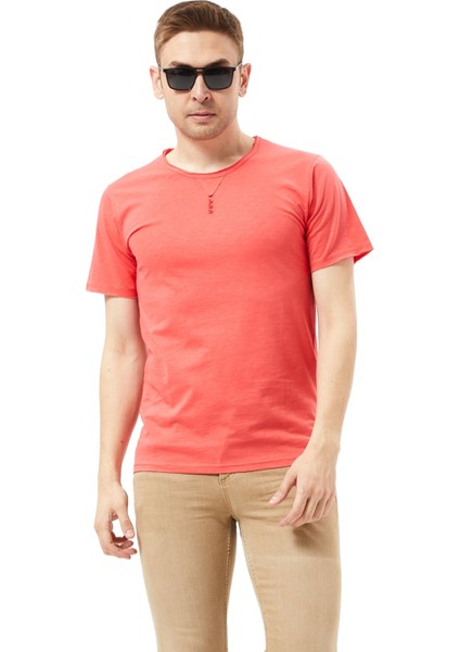 Flamlı Önü Düğmeli Tişört :%100 Cotton