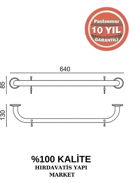 Paslanmaz Pirinç Bella Uzun Havluluk Çift Kancalı 60 cm fiyatları