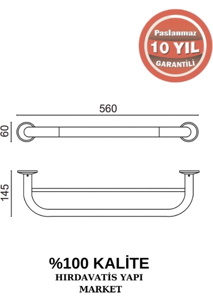 Paslanmaz Pirinç Bella İkili Uzun Havluluk 50 cm