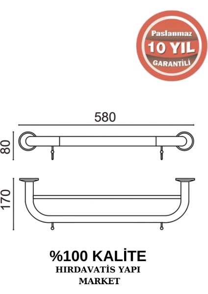 Paslanmaz Pirinç Bella İkili Uzun Havluluk Kancalı 50 cm fiyatları