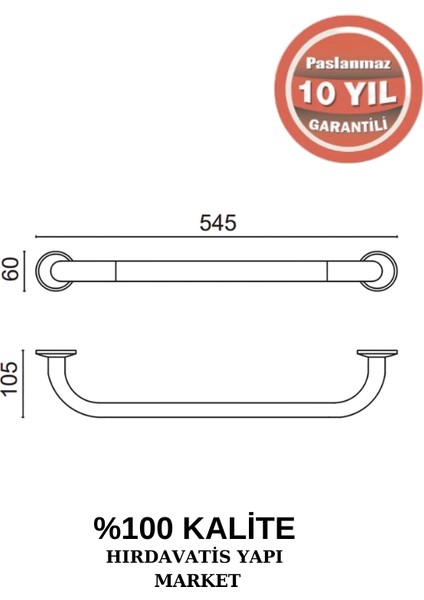 Paslanmaz Pirinç Bella Küvet Tutamağı 50 cm fiyatları
