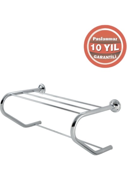 Paslanmaz Pirinç Bella Destekli Raf Havluluk 50 cm