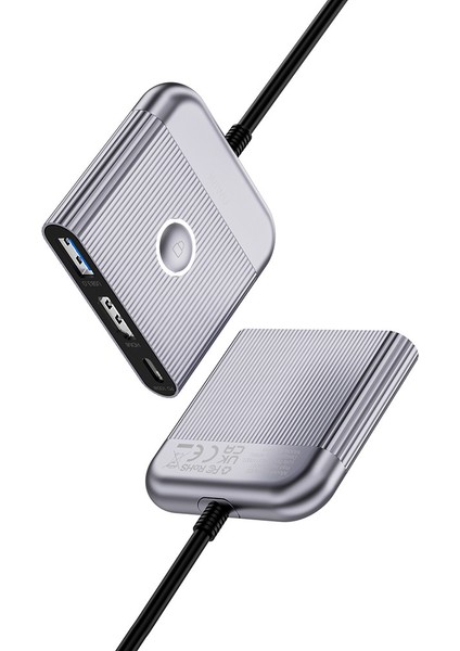 USB C HDMI Adaptörü 3in1 HDMI 4K@60Hz Girişli 100W Pd Type-C Hub Bağlantı Istasyonu Gri Wiwu WI-HB8002