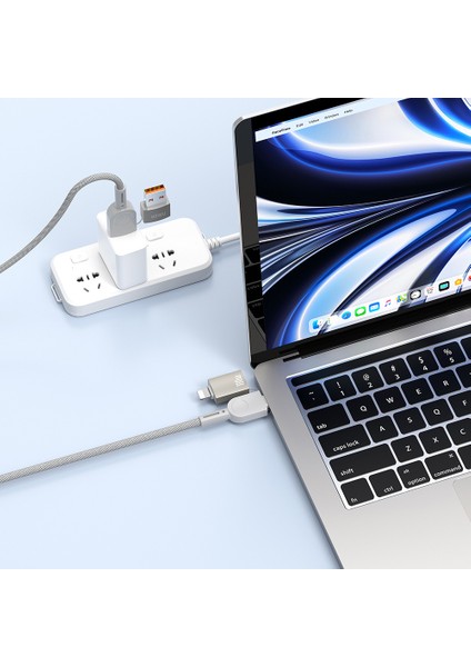 4in1 Çoklu Değişebilen Uçlu Usb-A Type-C To Type-C Lightning Şarj Data Kablosu 100W 120CM Titanyum Raptor