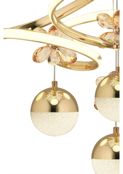 Tekno Trust Rodin 4'lü Gold Sarkıt 3 Renk LED Kristal Taşlı Ledli Avize