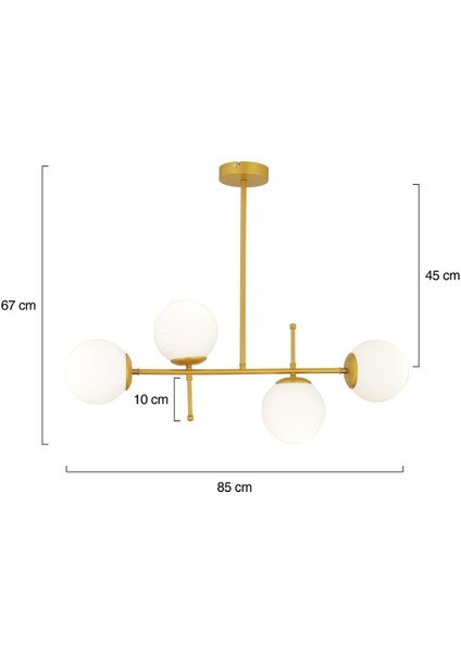 Tekno Trust Günay 4lü Gold Modern Mutfak Yemek Masası Üstü Yatak Odası Salon Avize