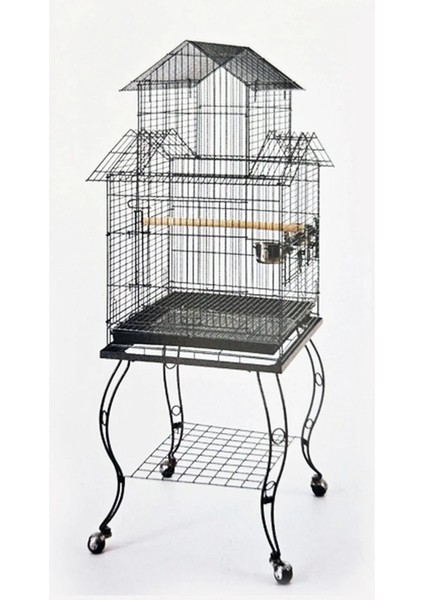 Dövme Demir Sehpalı Papağan Kafesi 51 x 51 x 139 cm