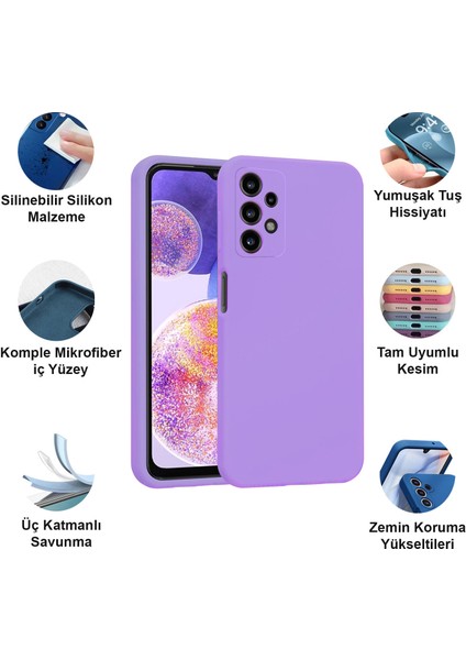 Samsung Galaxy A23 Kılıf Lansman Premium Silinebilir Lila Silikon fiyatları