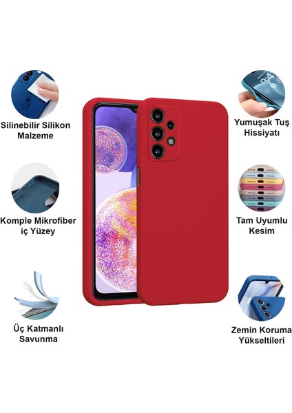 Samsung Galaxy A23 Kılıf Lansman Premium Silinebilir Kırmızı Silikon fiyatları