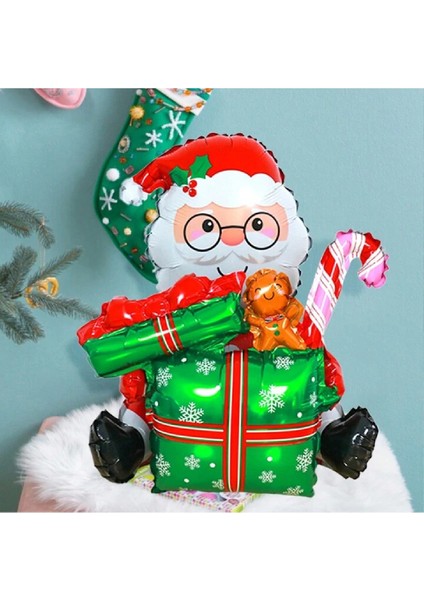 Oturan Hediye Kutulu Noel Baba Folyo Balon Yılbaşı Folyo Balon fırsatları