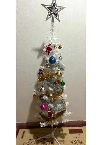 120 cm Beyaz Yılbaşı Çam Ağacı Seti (Süs+Tepelik) modelleri