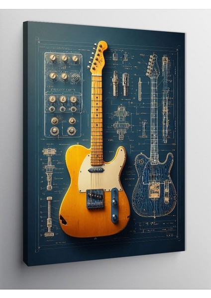 Kanvas Tablo Gitar Tasarımı ve Teknik Çizim