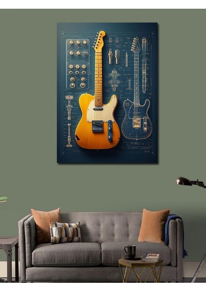 Kanvas Tablo Gitar Tasarımı ve Teknik Çizim