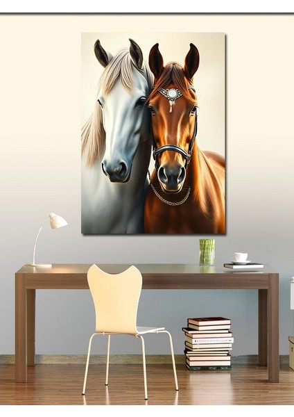 Kanvas Tablo Birlikte Duran Iki At Figürü fiyatları