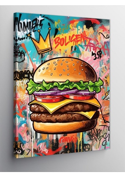 Kanvas Tablo Grafiti Ile Süslenmiş Burger