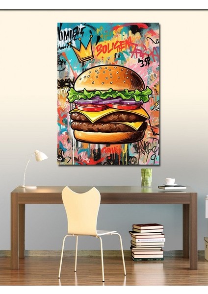 Kanvas Tablo Grafiti Ile Süslenmiş Burger