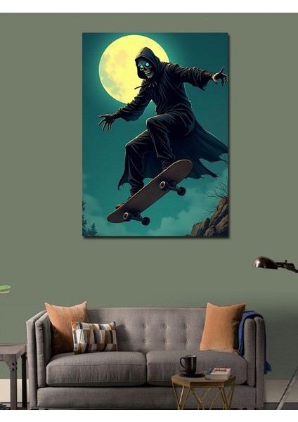 Kanvas Tablo Ay Işığında Kaykaycı modelleri