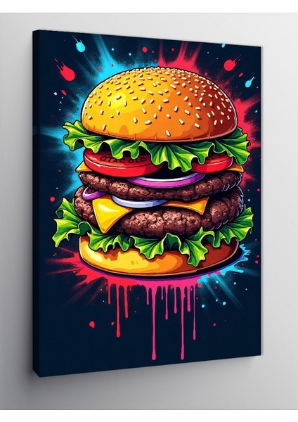 Kanvas Tablo Renkli Hamburger