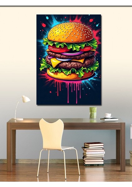 Kanvas Tablo Renkli Hamburger