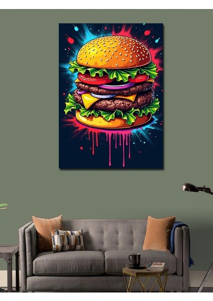 Kanvas Tablo Renkli Hamburger