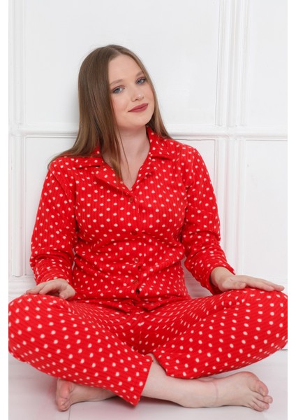 Almines Pijama Puantiyeli Peluş Kadın Pijama Takımı fırsatları