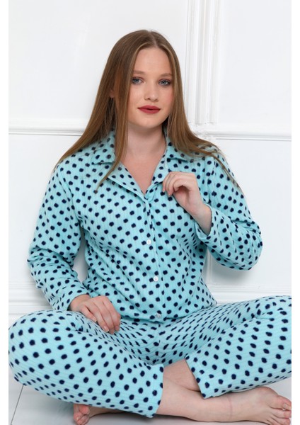 Almines Pijama Puantiyeli Peluş Kadın Pijama Takımı modelleri