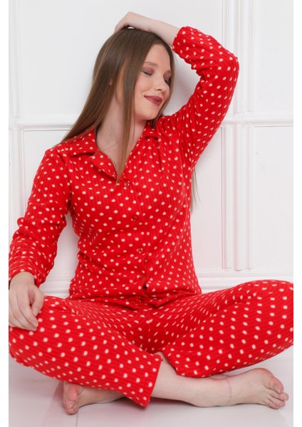 Almines Pijama Puantiyeli Peluş Kadın Pijama Takımı indirimleri