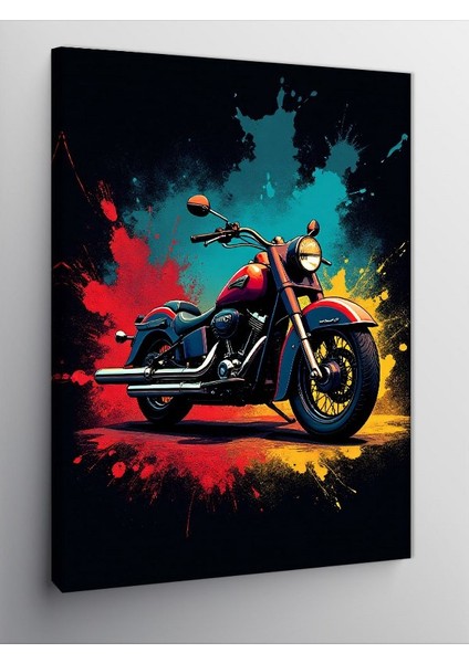Kanvas Tablo Kırmızı ve Siyah Motosiklet