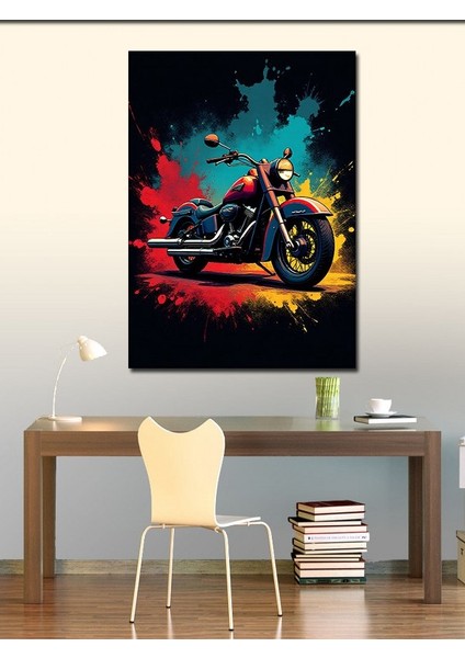 Kanvas Tablo Kırmızı ve Siyah Motosiklet